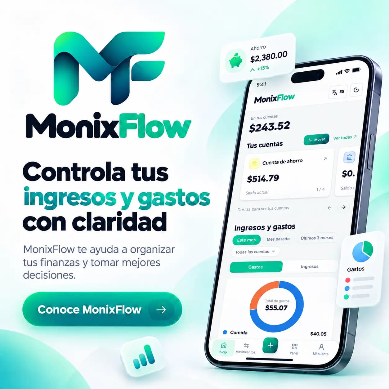 Vista previa de MonixFlow en un teléfono